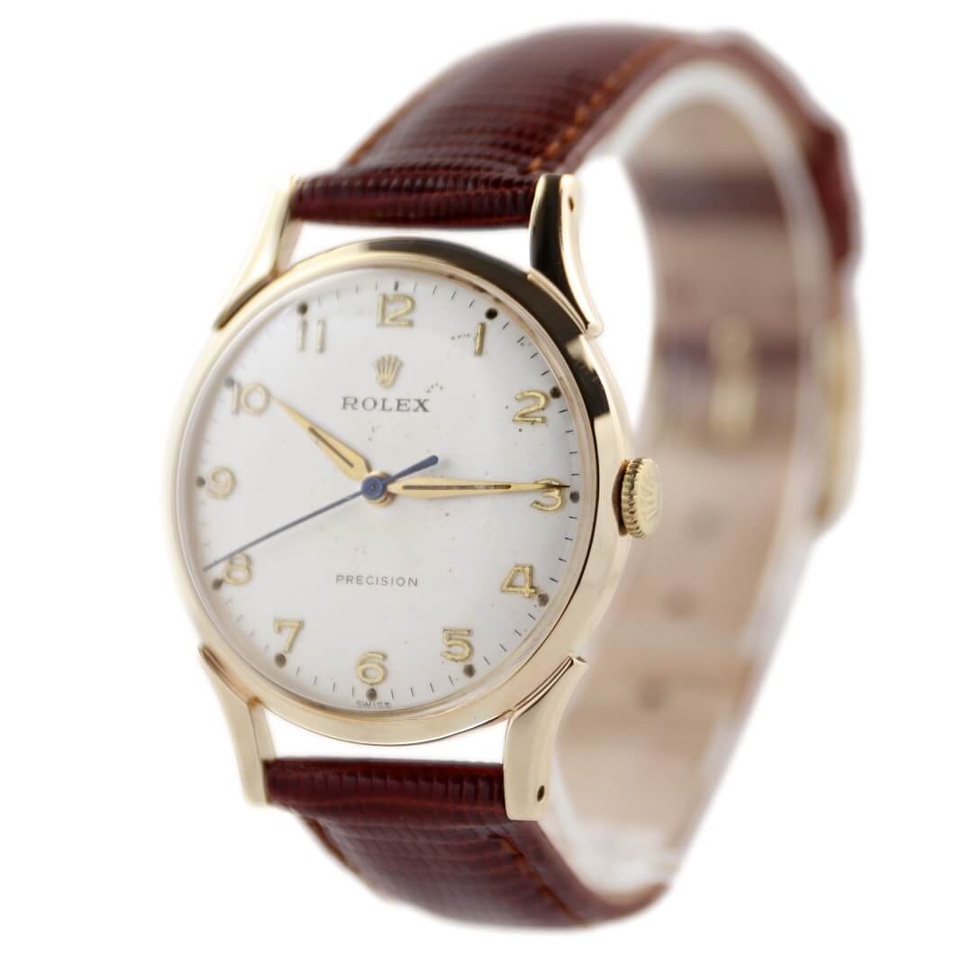 Rolex Precision 9k Gold, 1950's Men's Vintage Dress Watch