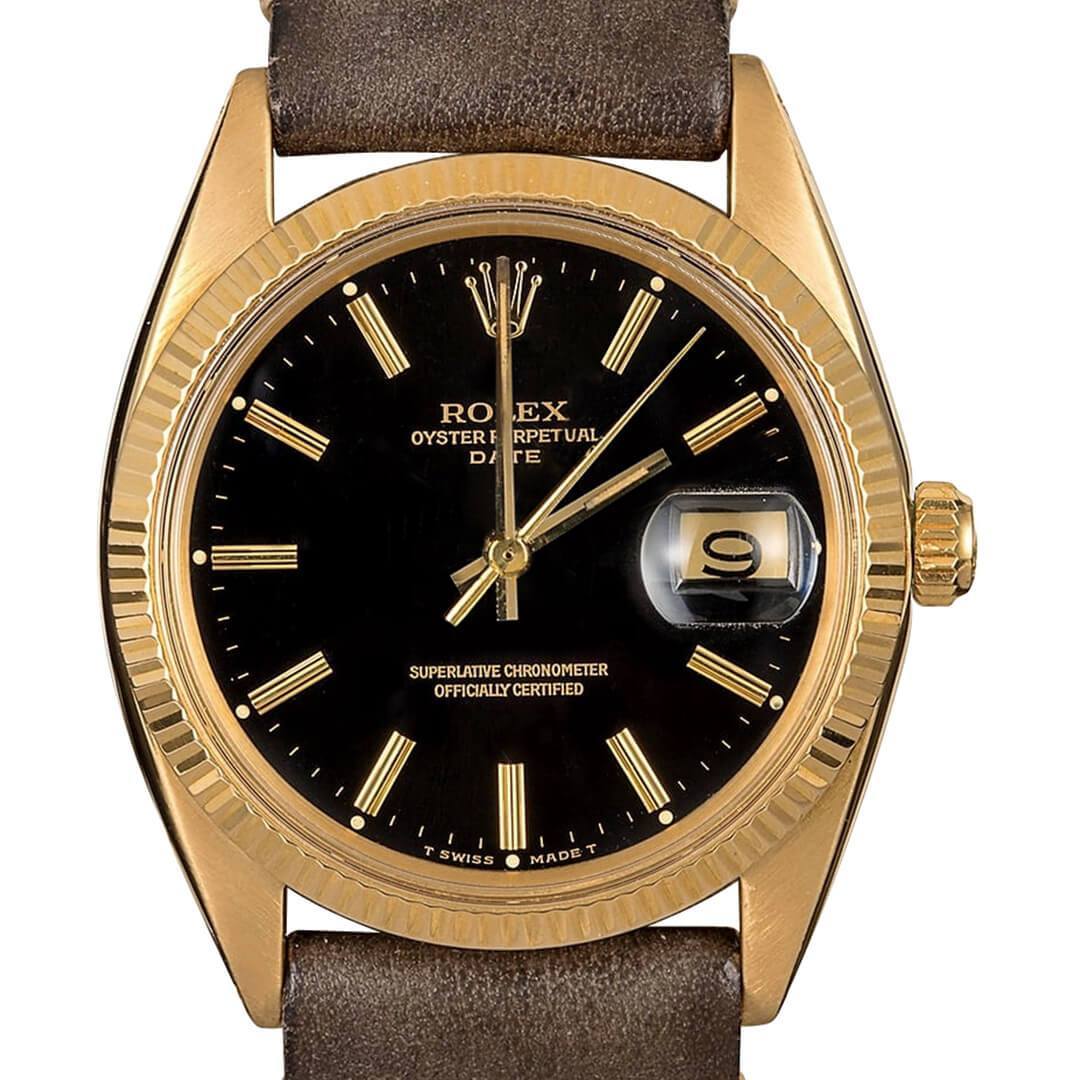 Rolex Oyster Perpetual Date Black Dial Ref.1503 Men's Gold Vintage Watch