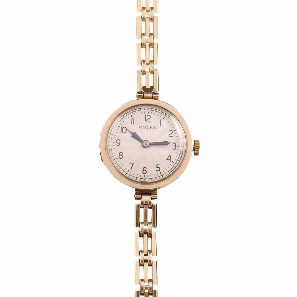 1920's Vintage Ladies Gold Rolex With Rare Flat Bezel