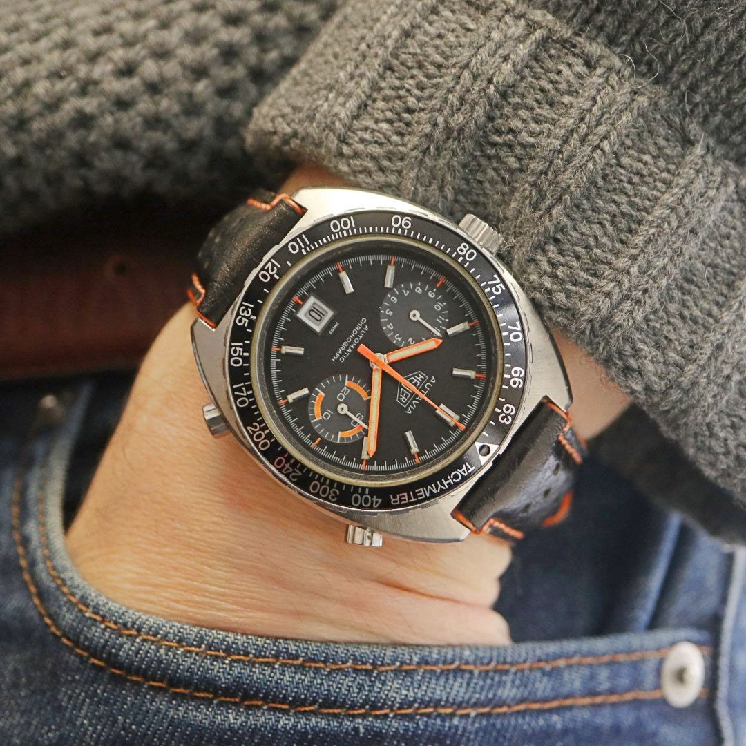 Autavia Tag Monaco Vintage Heuer Autavia Black Dial 11063V