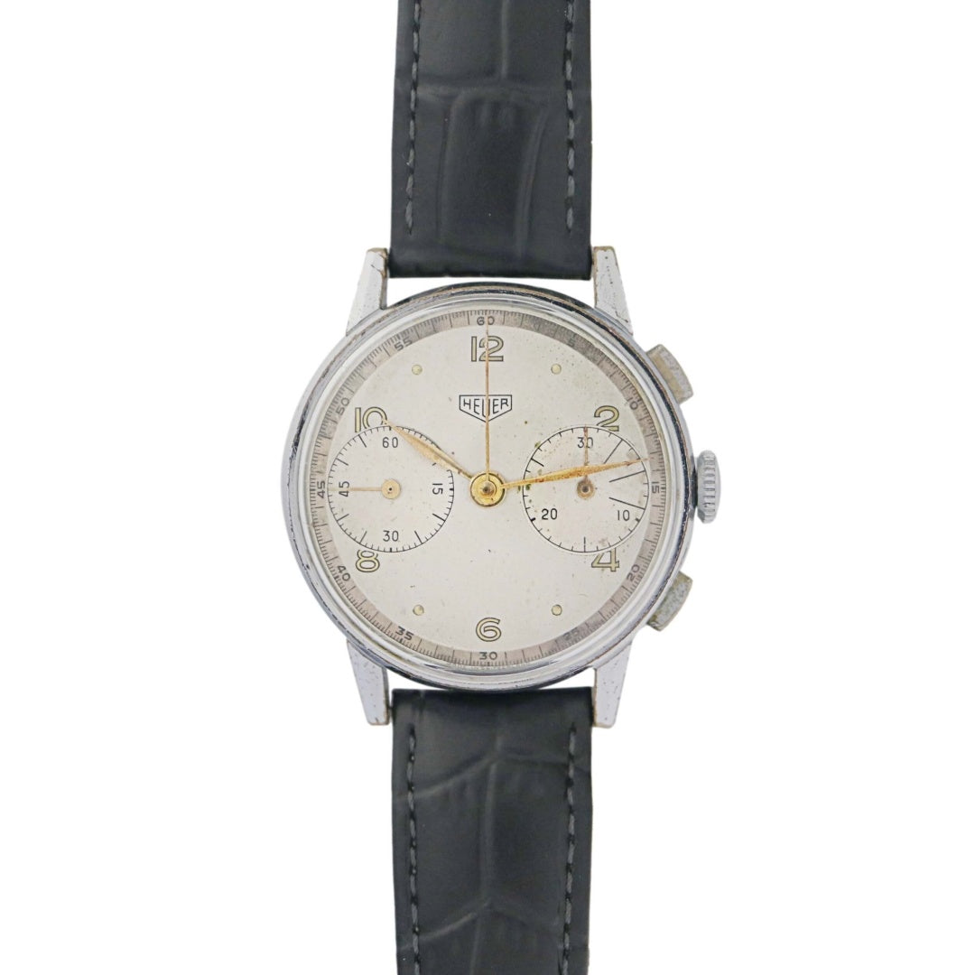 Heuer Ref. 349 Base Metal Chronograph, 1940's Men's Vintage Watch