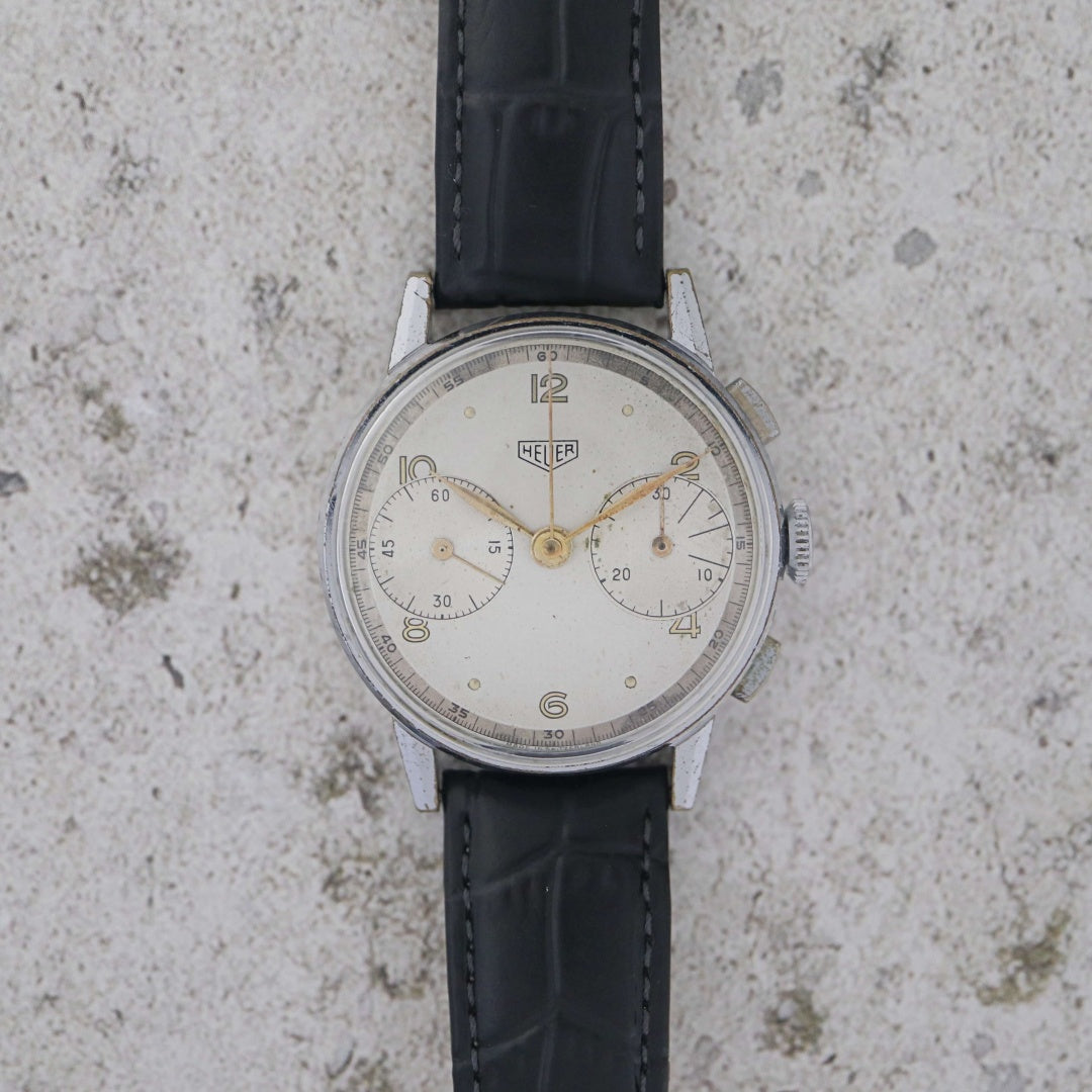 Heuer Ref. 349 Base Metal Chronograph, 1940's Men's Vintage Watch