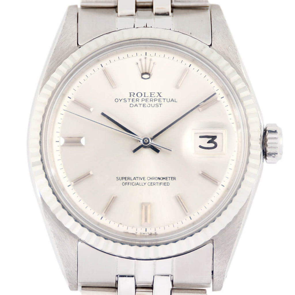 Rolex Datejust Silver Vertical Brush Non-Lume Dial 1601
