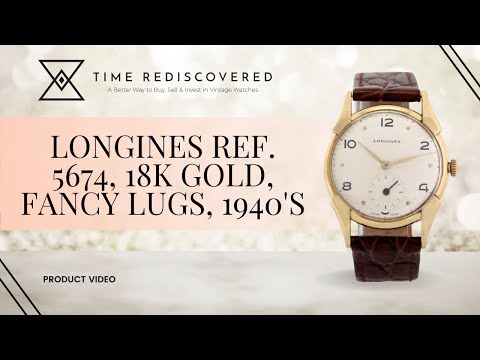 Longines Ref. 5674 18k Gold Fancy Lugs 1940 s