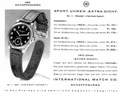IWC Hermet Sport Cal. 83 1940's Black Dial Men's Steel Vintage Watch