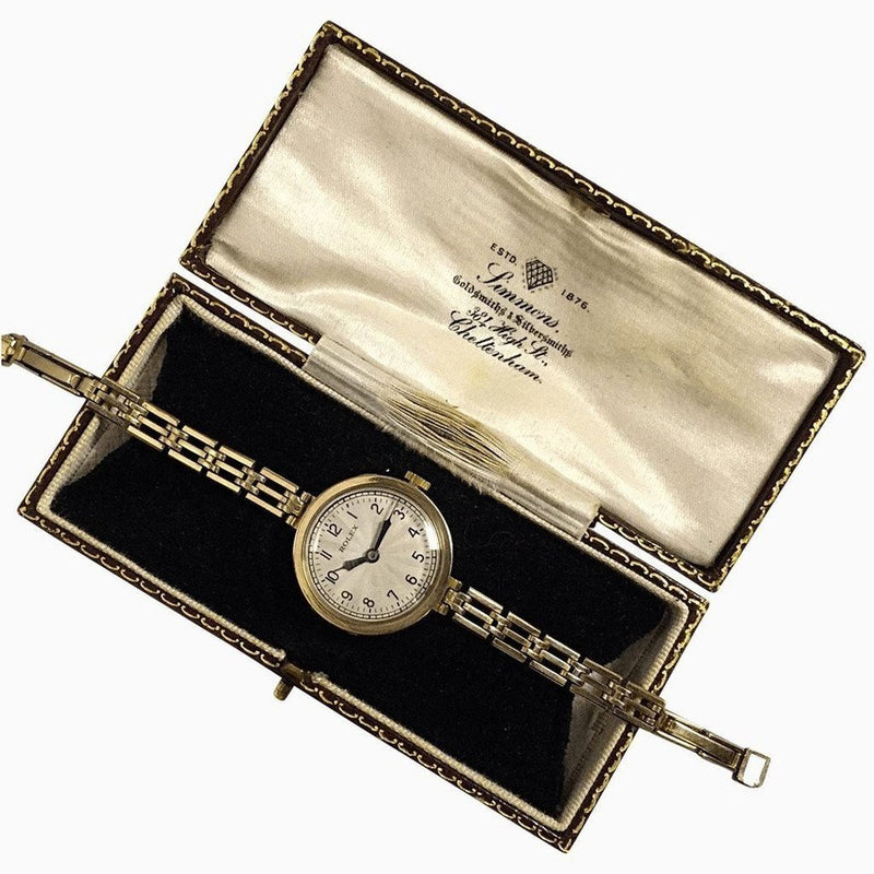 Rolex Rare Flat Bezel 9ct Gold 1920&