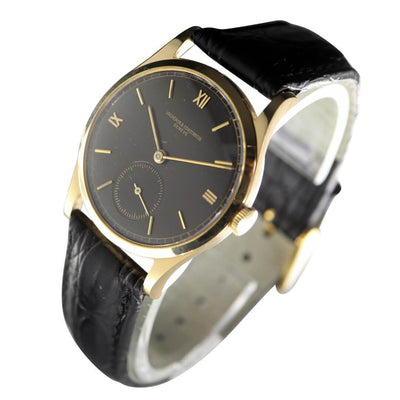 Vacheron Constantin 18k Gold Black Dial, Men's Vintage Watch