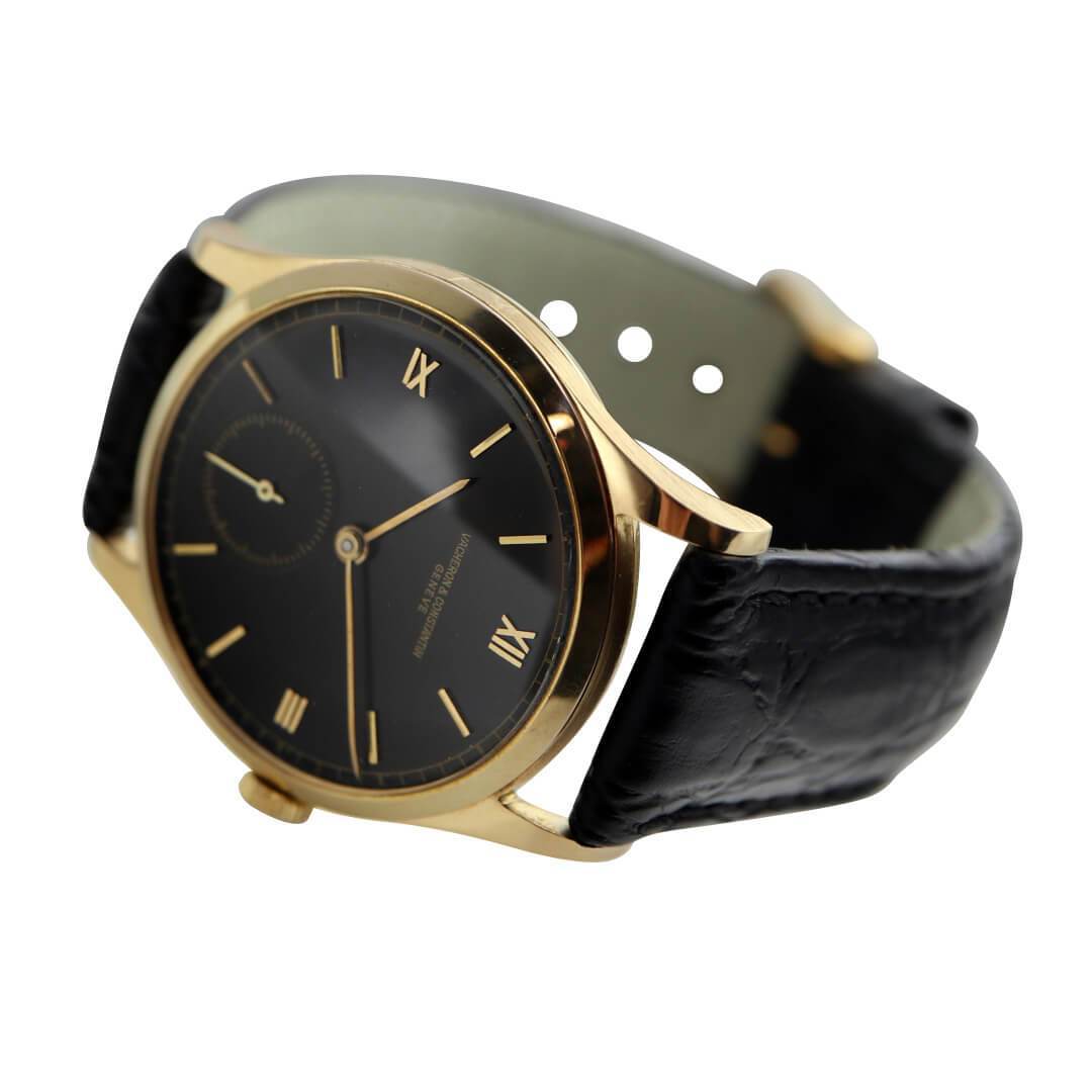 Vacheron Constantin 18k Gold Black Dial, Men's Vintage Watch